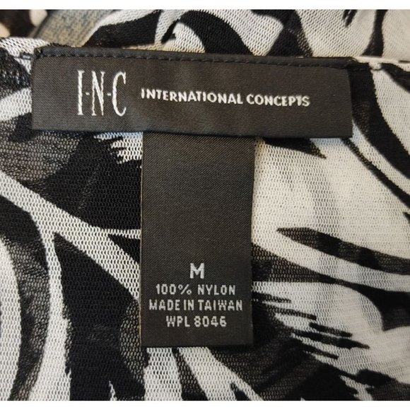 INC International Concepts Womens M Black Floral Scroll Faux Wrap V-Neck Blouse - Picture 3 of 3